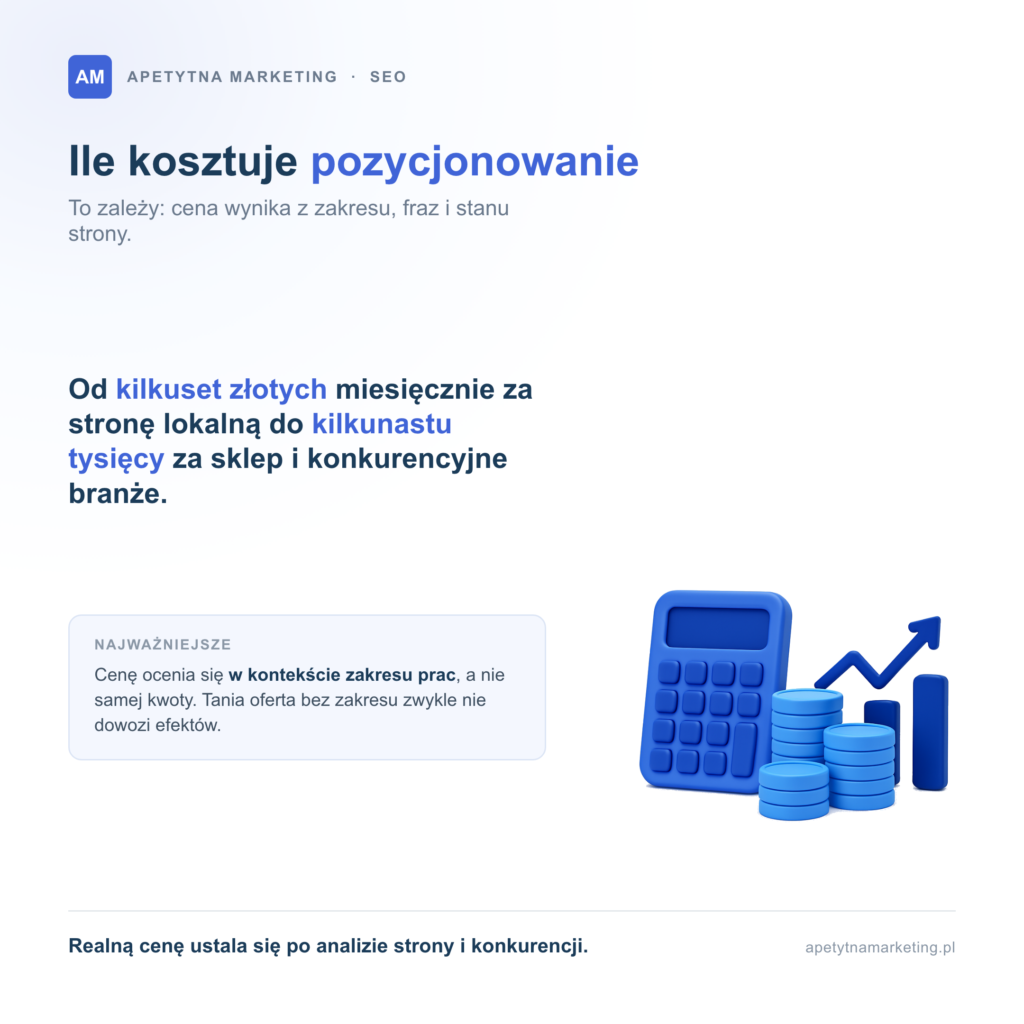 Ile kosztuje pozycjonowanie stron? Cennik SEO i modele wyceny